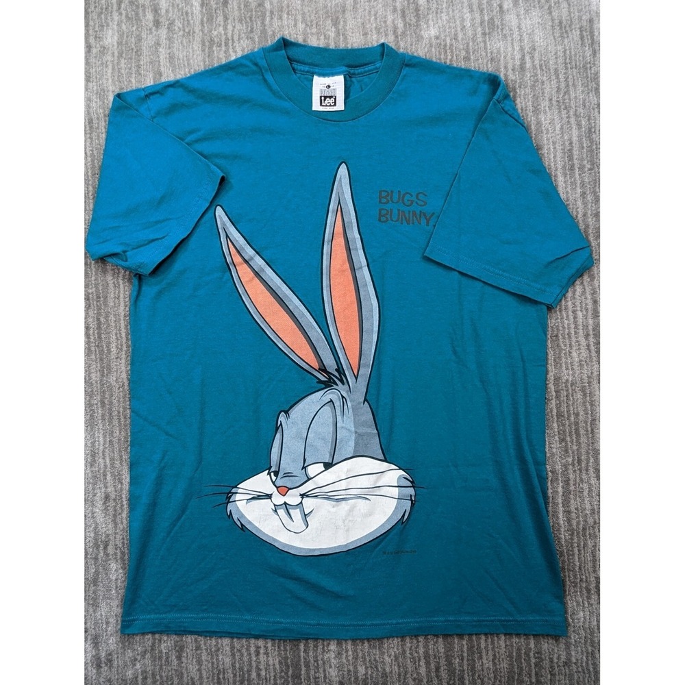 Vintage 1993 Warner Bros Lee Looney Tunes Bugs Bunny T Shirt Large USA Made Teal